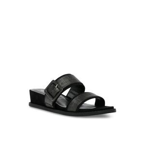 ANNE KLEIN Womens Black Brenda Round Toe Wedge Slip On Slide Sandals 10.5 M